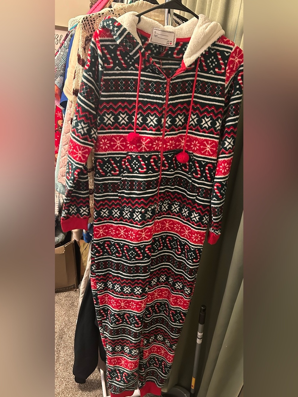 Women’s Christmas Pajama Jumpsuit with Hoodie